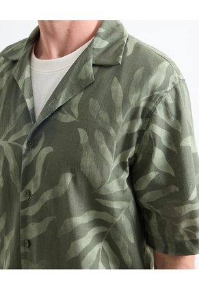 Camisa Resort Estampada Para Hombre Verde Seven Seven