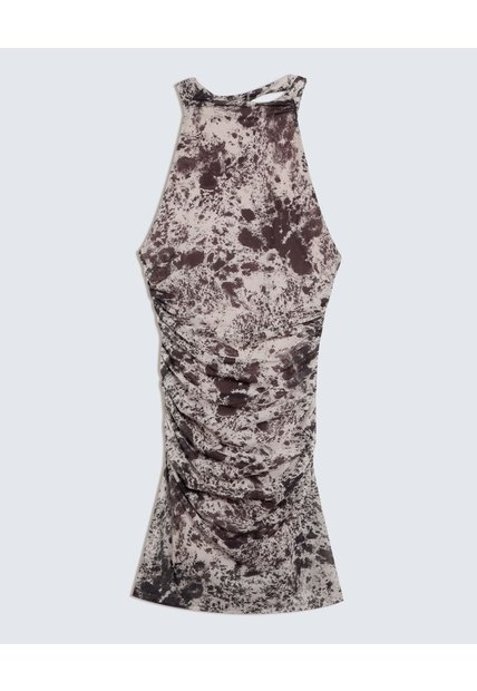 Vestido Drapeado   Para Mujer Café Seven Seven