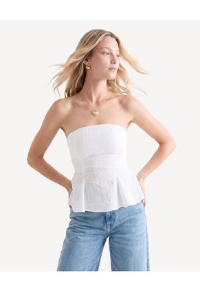 Blusa Peplum Texturizada  Para Mujer Blanco Seven Seven