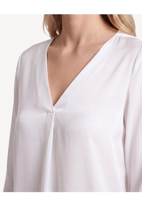 Blusa Escote V En Satin  Para Mujer Blanco Seven Seven