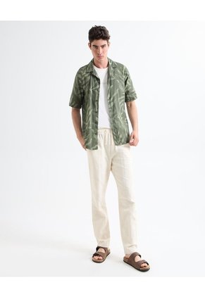 Camisa Resort Estampada Para Hombre Verde Seven Seven