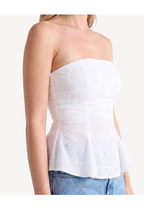 Blusa Peplum Texturizada  Para Mujer Blanco Seven Seven