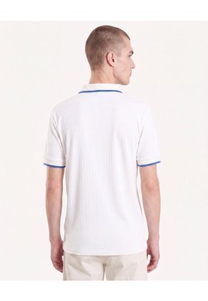 Polo Textura En Contraste  Para Hombre Crema Seven Seven