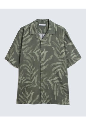 Camisa Resort Estampada Para Hombre Verde Seven Seven