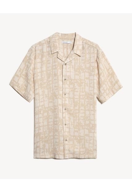Camisa Resort Estampada  Para Hombre Taupe Seven Seven