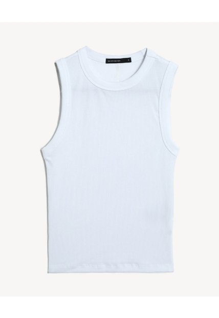 Camiseta Sin Mangas Ajustada  Para Mujer Blanco Seven Seven