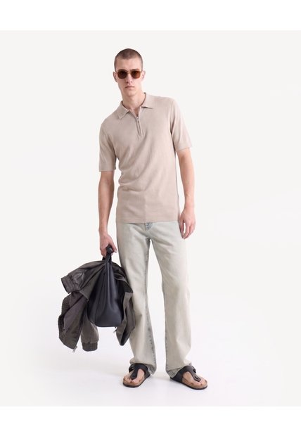 Polo Tricot Con Zipper  Para Hombre Arena Seven Seven