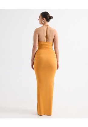 Vestido Maxi Con Apliques 3D - Seven Studio | Maygel Coronel Para Mujer Naranja Seven Seven