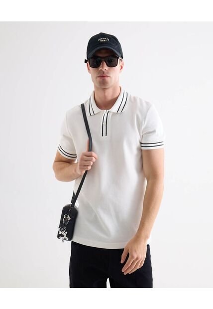 Polo Para Hombre Cuello Tejido Sin Bolsillo Color Crudo Marca Seven Seven #45110928