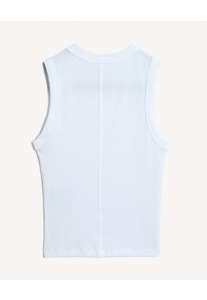 Camiseta Sin Mangas Ajustada  Para Mujer Blanco Seven Seven