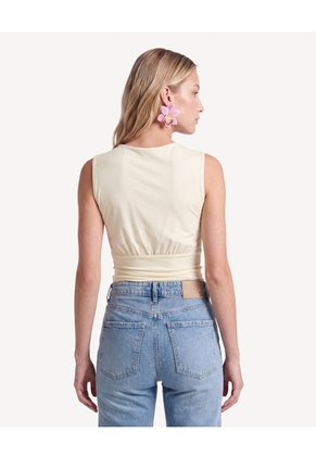Camiseta Ojal Frontal  Para Mujer Crema Seven Seven