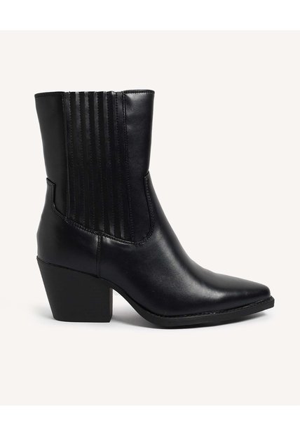 Botín Chelsea Tacón Bloque  Para Mujer Negro Seven Seven