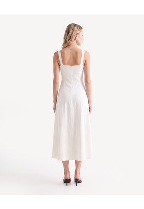 Vestido Tiras Falda En A  Para Mujer Beige Seven Seven