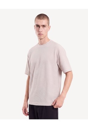 Camiseta Oversize Tejida  Para Hombre Taupe Seven Seven