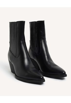 Botín Chelsea Tacón Bloque  Para Mujer Negro Seven Seven