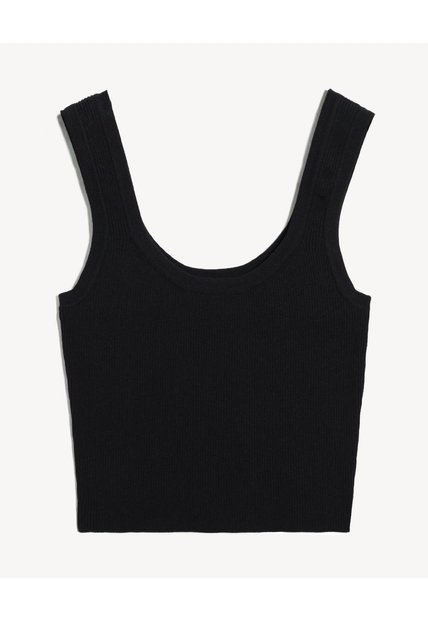 Top Sin Mangas Escote Redondo  Para Mujer Negro Seven Seven