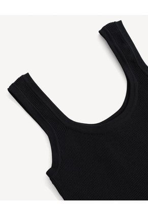 Top Sin Mangas Escote Redondo  Para Mujer Negro Seven Seven