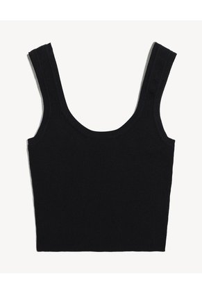 Top Sin Mangas Escote Redondo  Para Mujer Negro Seven Seven