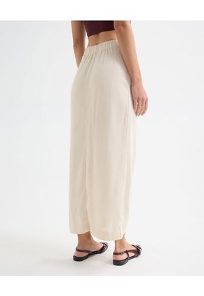 Falda En Efecto Lino  Para Mujer Arena Seven Seven