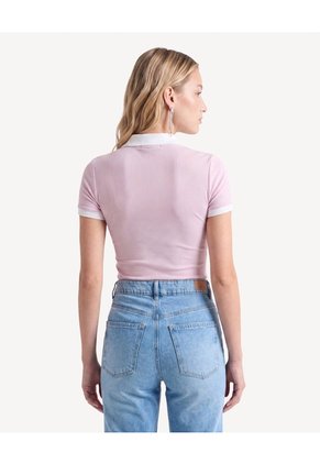 Polo Ajustado Cuello Tejido  Para Mujer Lila Seven Seven