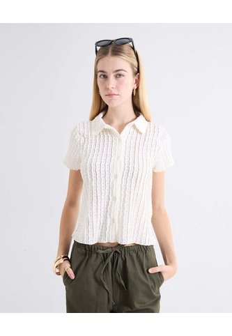 Camiseta Texturizada  Para Mujer Crudo Seven Seven Seven Seven