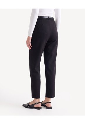 Pantalón Recto Con Cinturón  Para Mujer Negro Seven Seven