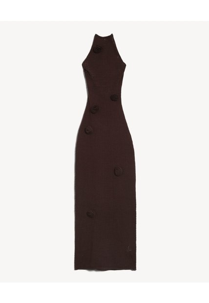 Vestido Maxi Tejido Con Flores - Seven Studio | Maygel Coronel  Para Mujer Café Seven Seven