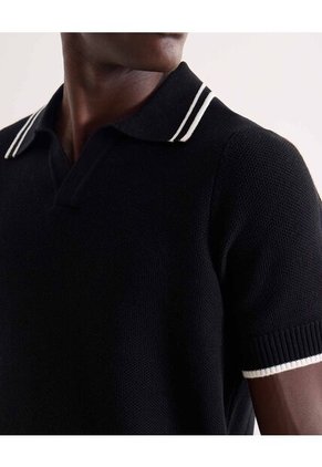 Polo Para Hombre Cuello Tejido Sin Bolsillo Color Negro Marca Seven Seven #45110915