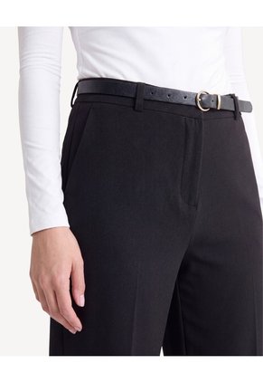 Pantalón Recto Con Cinturón  Para Mujer Negro Seven Seven