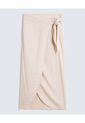 Falda En Efecto Lino  Para Mujer Arena Seven Seven
