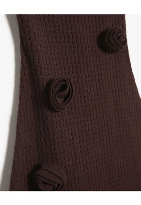 Vestido Maxi Tejido Con Flores - Seven Studio | Maygel Coronel Para Mujer Café Seven Seven