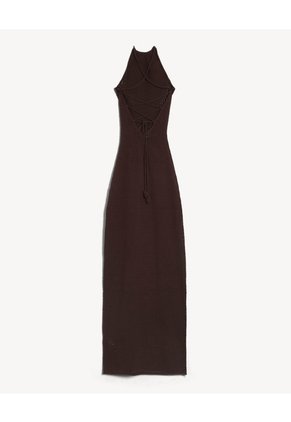Vestido Maxi Tejido Con Flores - Seven Studio | Maygel Coronel Para Mujer Café Seven Seven