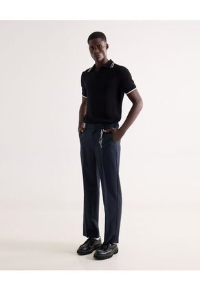 Polo Para Hombre Cuello Tejido Sin Bolsillo Color Negro Marca Seven Seven #45110915