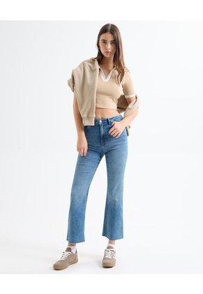 Camiseta Para Mujer Manga Corta Color Beige Marca Seven Seven #28096154