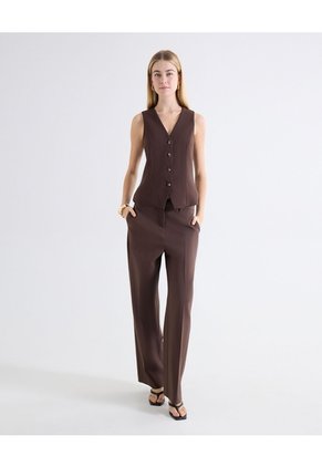 Pantalón Recto Sastrero Para Mujer Café Seven Seven