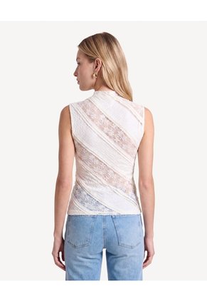 Camiseta Escote Asimétrico Para Mujer Crema Seven Seven