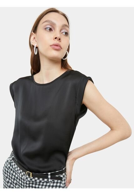 Blusa Para Mujer Manga Corta Color Negro Marca Seven Seven #28123301