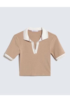 Camiseta Para Mujer Manga Corta Color Beige Marca Seven Seven #28096154