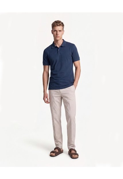 Polo Cuello Sport Piqué  Para Hombre Azul Seven Seven