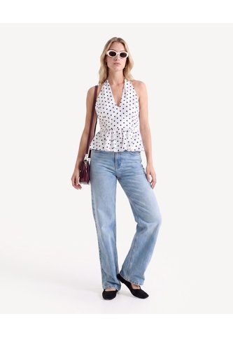 Blusa Halter Peplum  Para Mujer Crudo Seven Seven Seven Seven