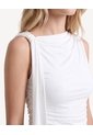 Camiseta Drapeada Manga Sisa  Para Mujer Crudo Seven Seven de Seven Seven