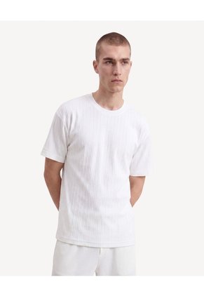 Camiseta Oversize Texturizada Para Hombre Marfil Seven Seven