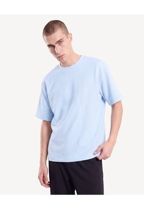 Camiseta Oversize Tejida Para Hombre Celeste Seven Seven