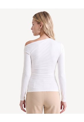 Camiseta Escote Asimétrico Para Mujer Crema Seven Seven