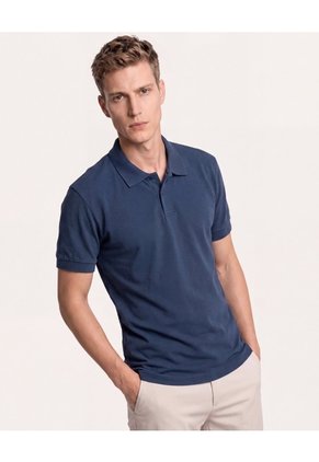 Polo Cuello Sport Piqué  Para Hombre Azul Seven Seven