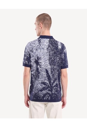 Polo Tricot Jacquard  Para Hombre Azul Seven Seven