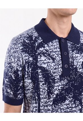 Polo Tricot Jacquard  Para Hombre Azul Seven Seven