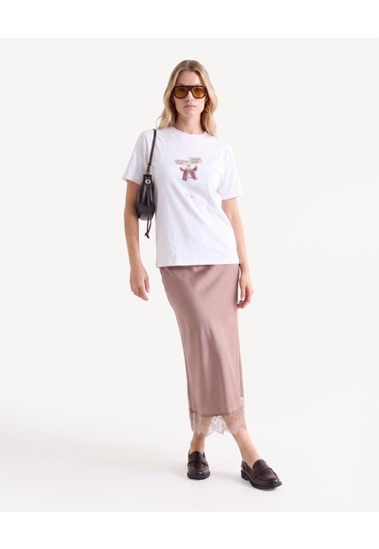 Camiseta Holgada Screen  Para Mujer Crudo Seven Seven