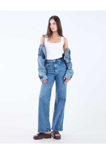 Jeans Wide Leg Tono Claro  Para Mujer Azul Seven Seven