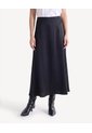 Falda Satin Fluida Midi  Para Mujer Negro Seven Seven de Seven Seven